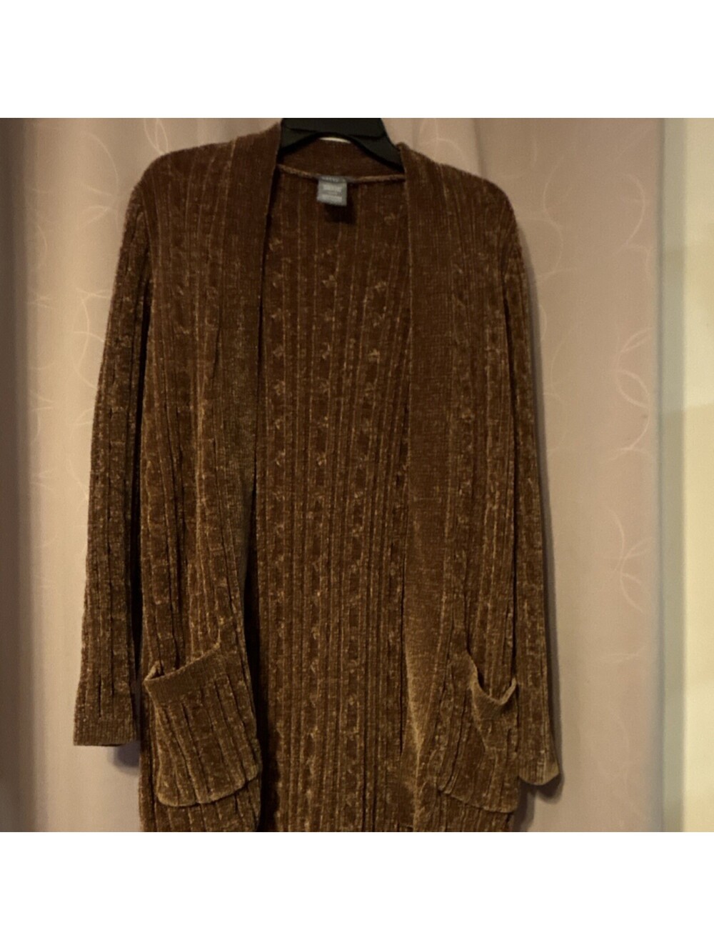 Matty M Brown Knit Open Front Cardigan Sweater with Pockets Size M